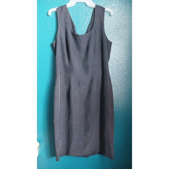Saks Fifth Avenue Navy Blue Dress Women's  100% Silk Sleeveless Sz 10 - Picture 2 of 7